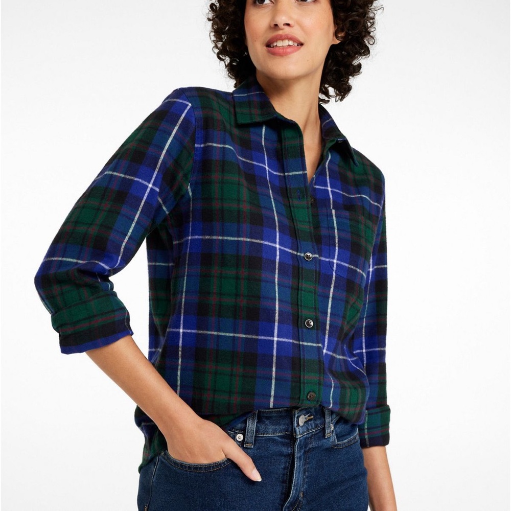 NWT LL Bean Women's Scotch Plaid Shirt Relaxed Fit XL